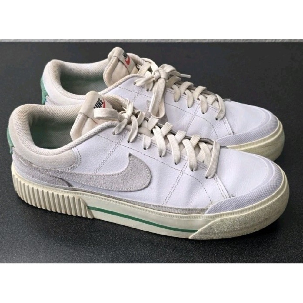 NIKE COURT LEGACY LIFT WHITE-SUMMIT Green SZ 10 Platform Sneaker Shoe Lace Up